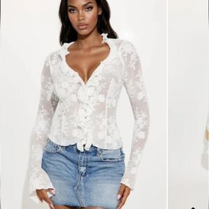 Elegant White Lace Women's Top